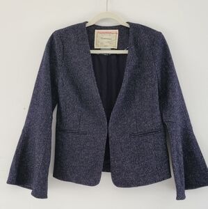 Anthropologie Cartonnier navy stripe bell sleeve blazer size 2